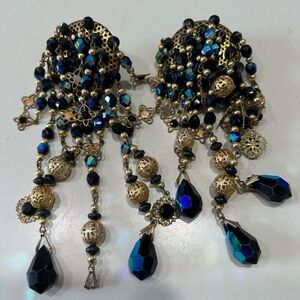 Vintage Black and Gold Filigree Earrings